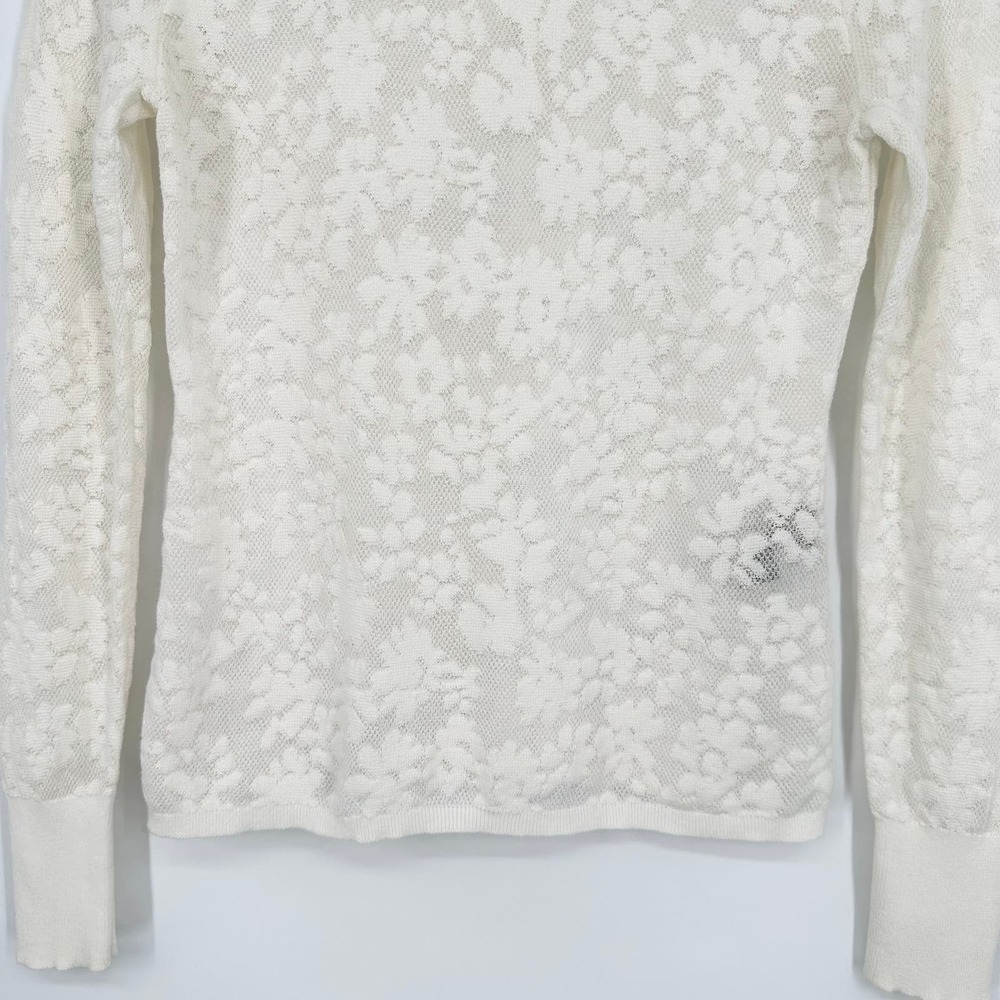 Rag & Bone Perry Lace Top Long Sleeve Semi Sheer Floral Jacquard Sweater White - Picture 9 of 16